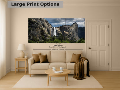 Bridalveil Falls Yosemite National Park Nature Photo Relaxation Artwork Waterfall Picture for Meditation, Dorm Room, Office, and House Decor