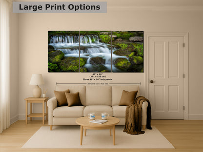 Yosemite National Park Cascading Waterfall Picture Nature Photo Relaxation Artwork for Meditation, Office, Apartment, and House Decor