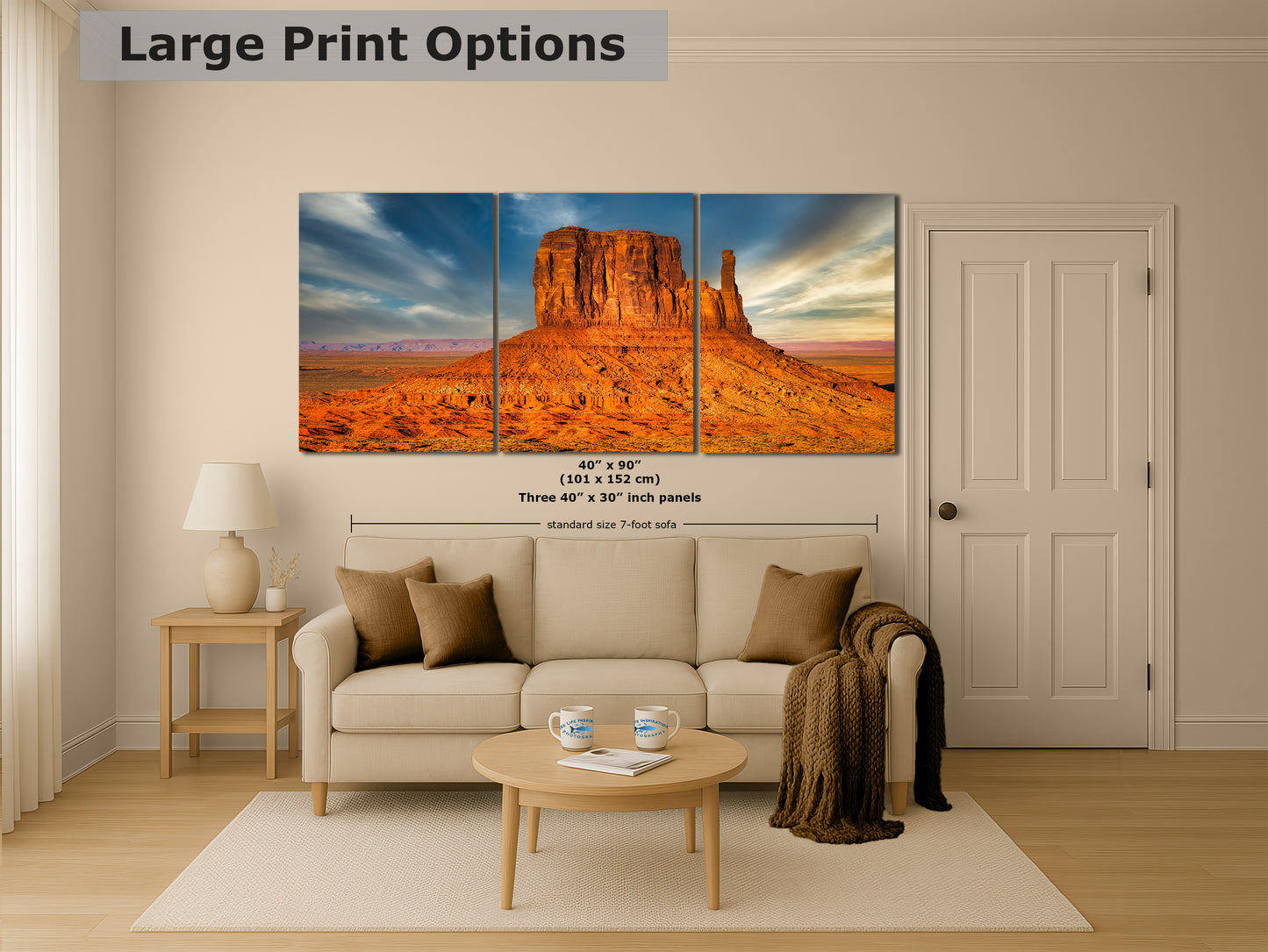 Monument Valley Arizona Desert Picture Nature Photo, Bohemian Style Relaxation Artwork for Meditation, Apartment, Office & House Decor