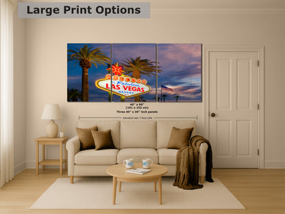 Welcome to Fabulous Las Vegas Nevada Sign Casino Decor, Souvenir Wall Art, Gambling Theme Giant Canvas Print, Neon Sign