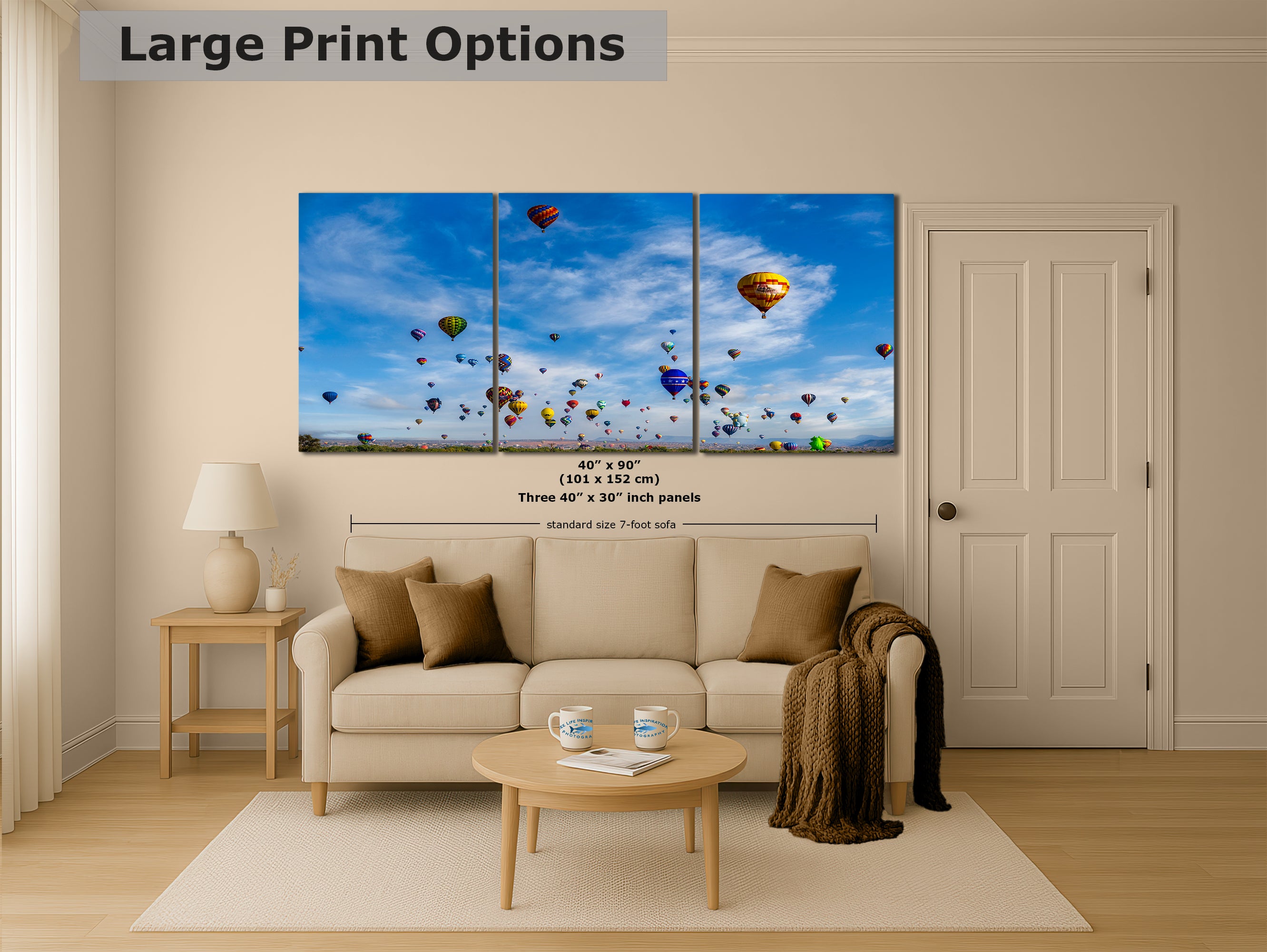 Hot Air Balloon Festival Mass Ascension | Albuquerque New Mexico Balloon Fiesta Wall Art Panorama | Office, Cubicle & House Decor