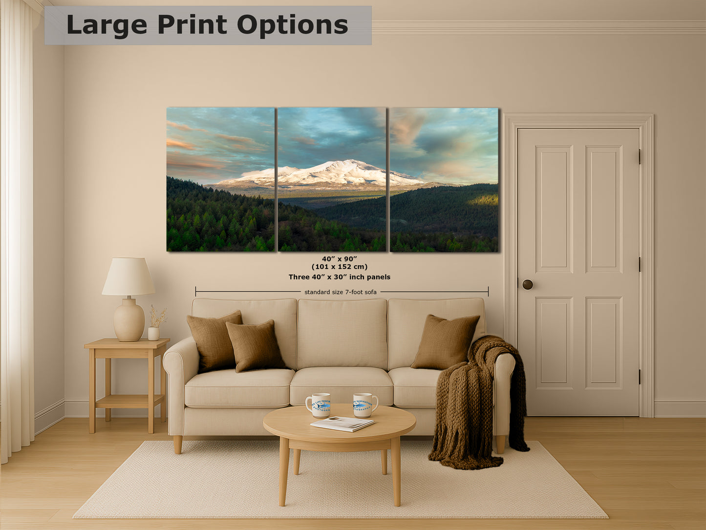 Mount Shasta Mountain Picture Nature Photo, California Mountain Relaxation Artwork for Meditation, Office, Apartment and House Decor