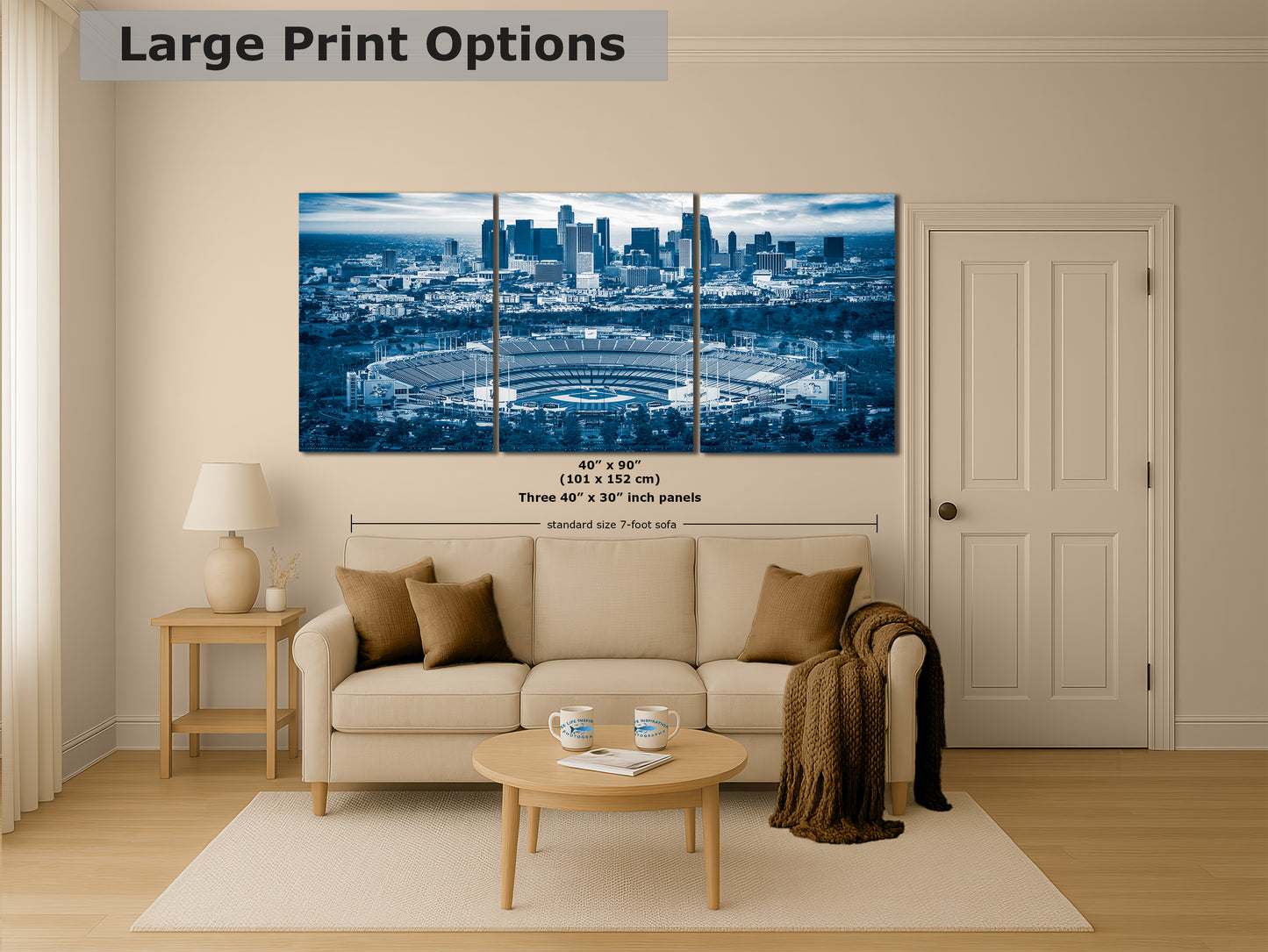 Los Angeles Dodgers Baseball Stadium, LA Skyline Blue Urban Cityscape Photo