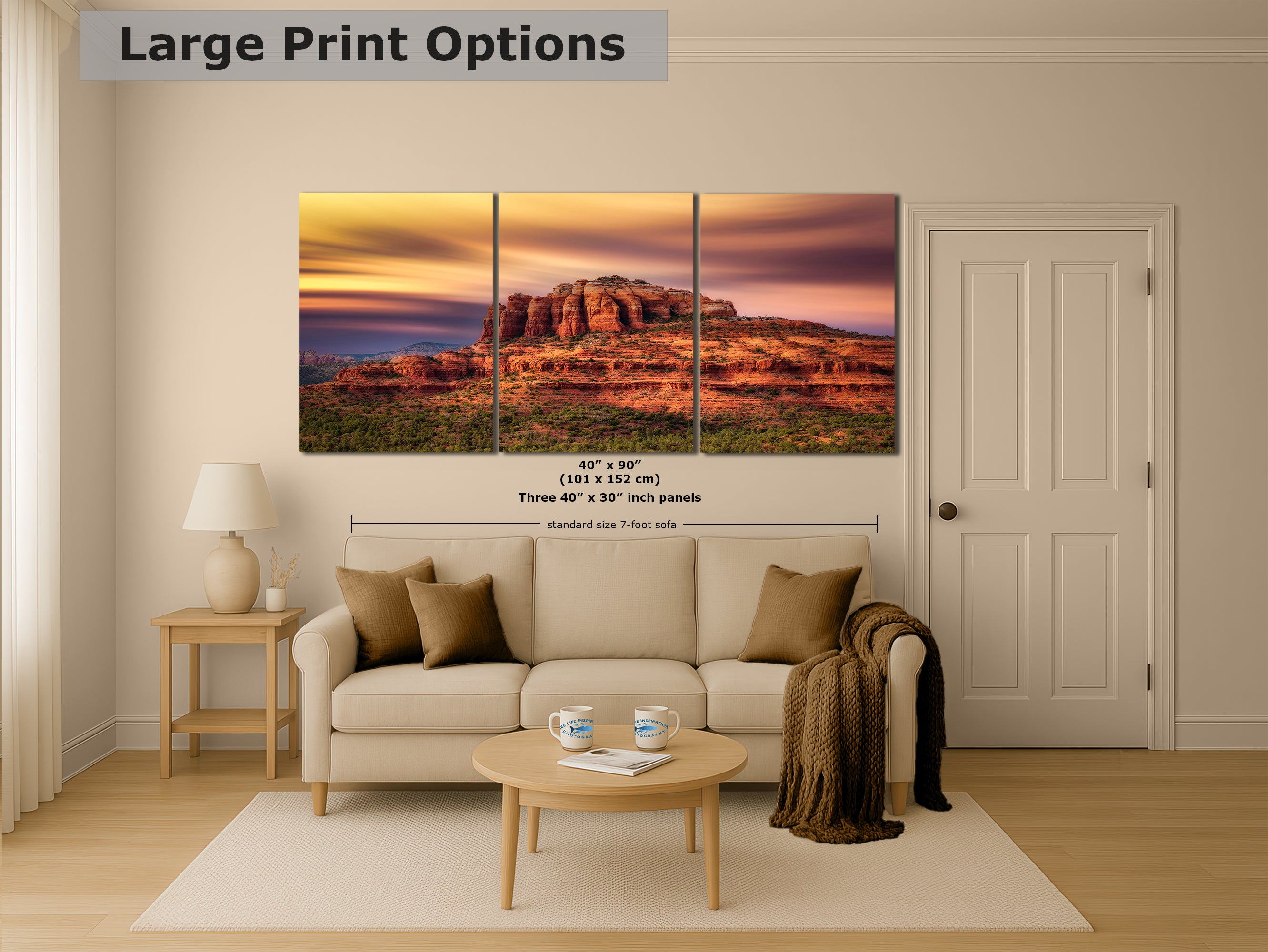 Cathedral Rock Sunset, Sedona Arizona Desert Picture Nature Photo Relaxation Artwork for Meditation, Office, and House Decor