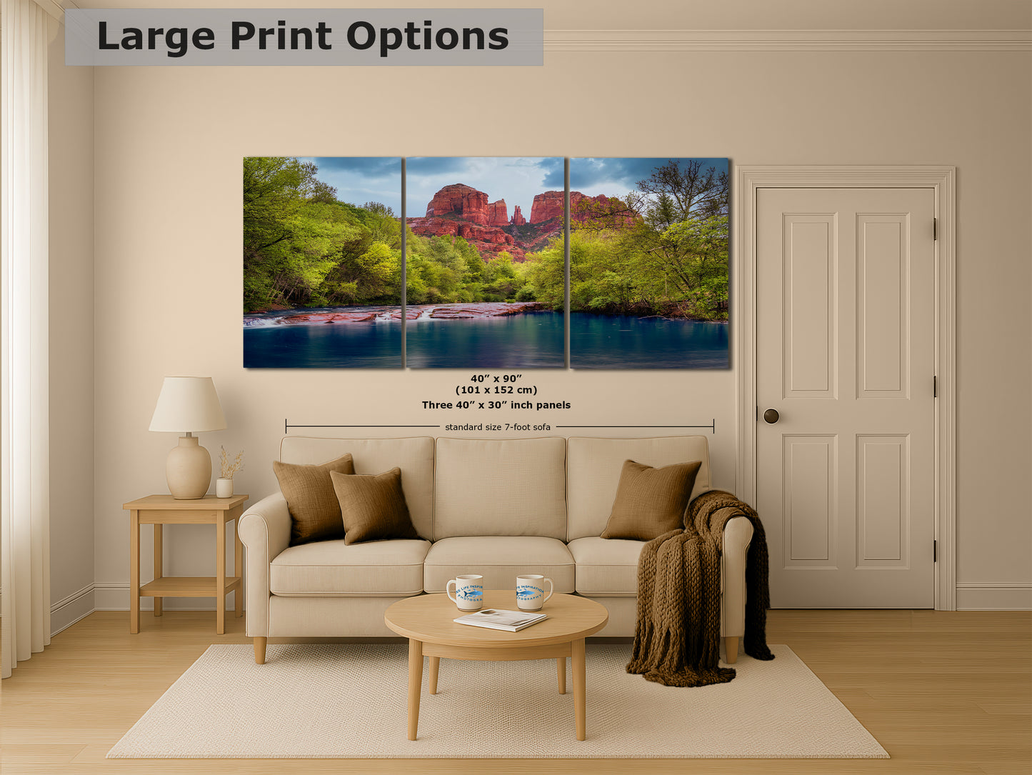 Cathedral Rock with Oak Creek, Sedona Arizona Desert Picture Nature Photo Relaxation Artwork for Meditation, Office, and House Decor