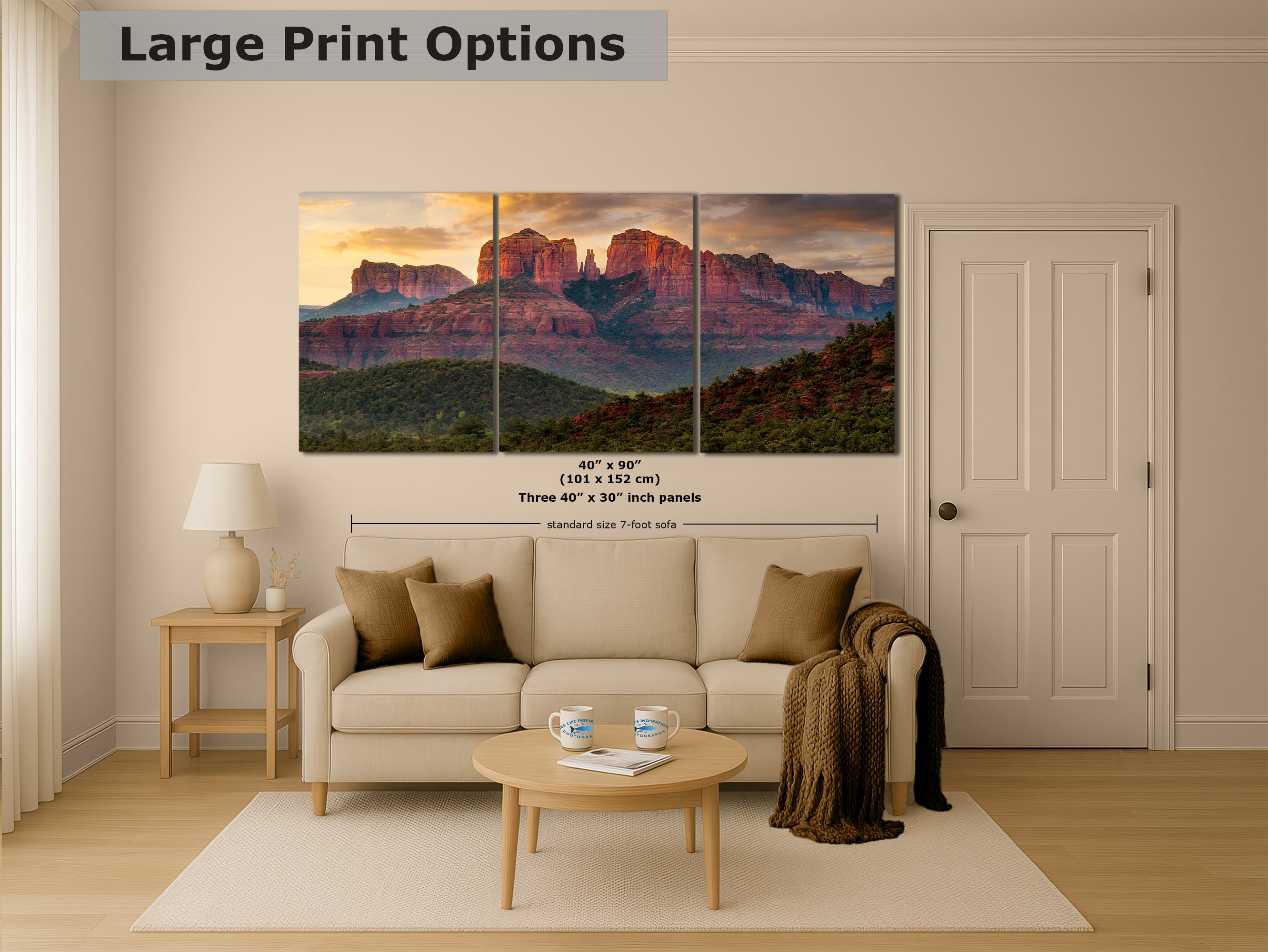 Cathedral Rock, Moody Sedona Arizona Desert Picture Nature Photo Relaxation Artwork for Meditation, Office, and House Decor