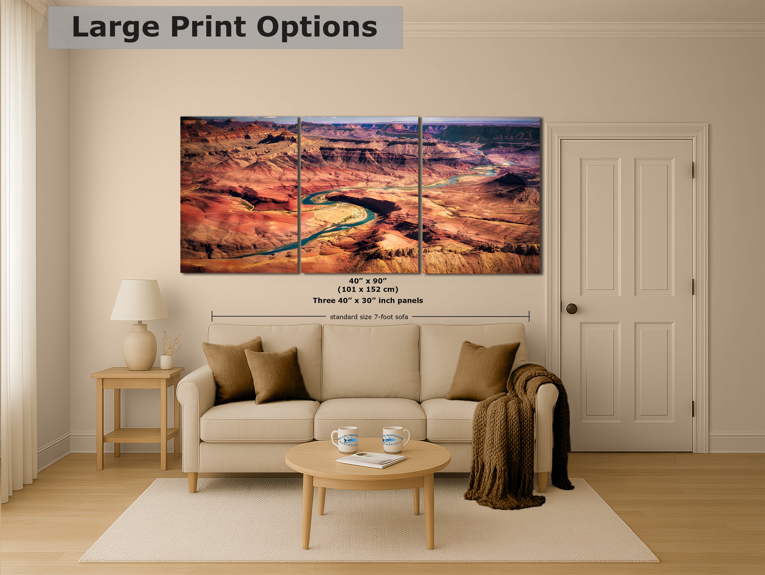 Grand Canyon National Park, Aerial Arizona Desert Picture Nature Photo, Bohemian Style Relaxation Artwork for Meditation, Apartment, Office & House Decor