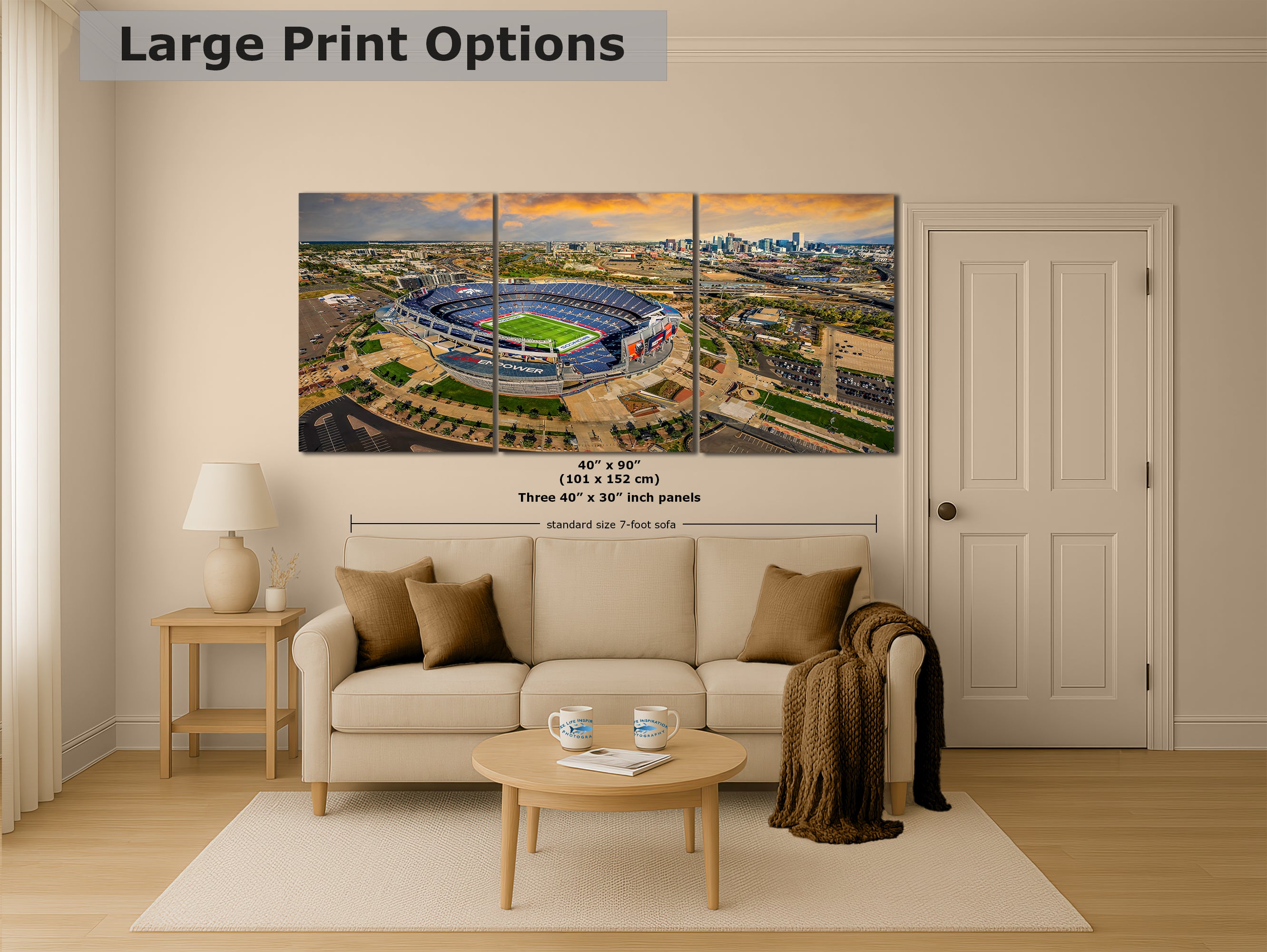Denver Broncos Football Stadium | Mile High Stadium Denver Colorado Skyline Print | Sports Decor, Man Cave Art