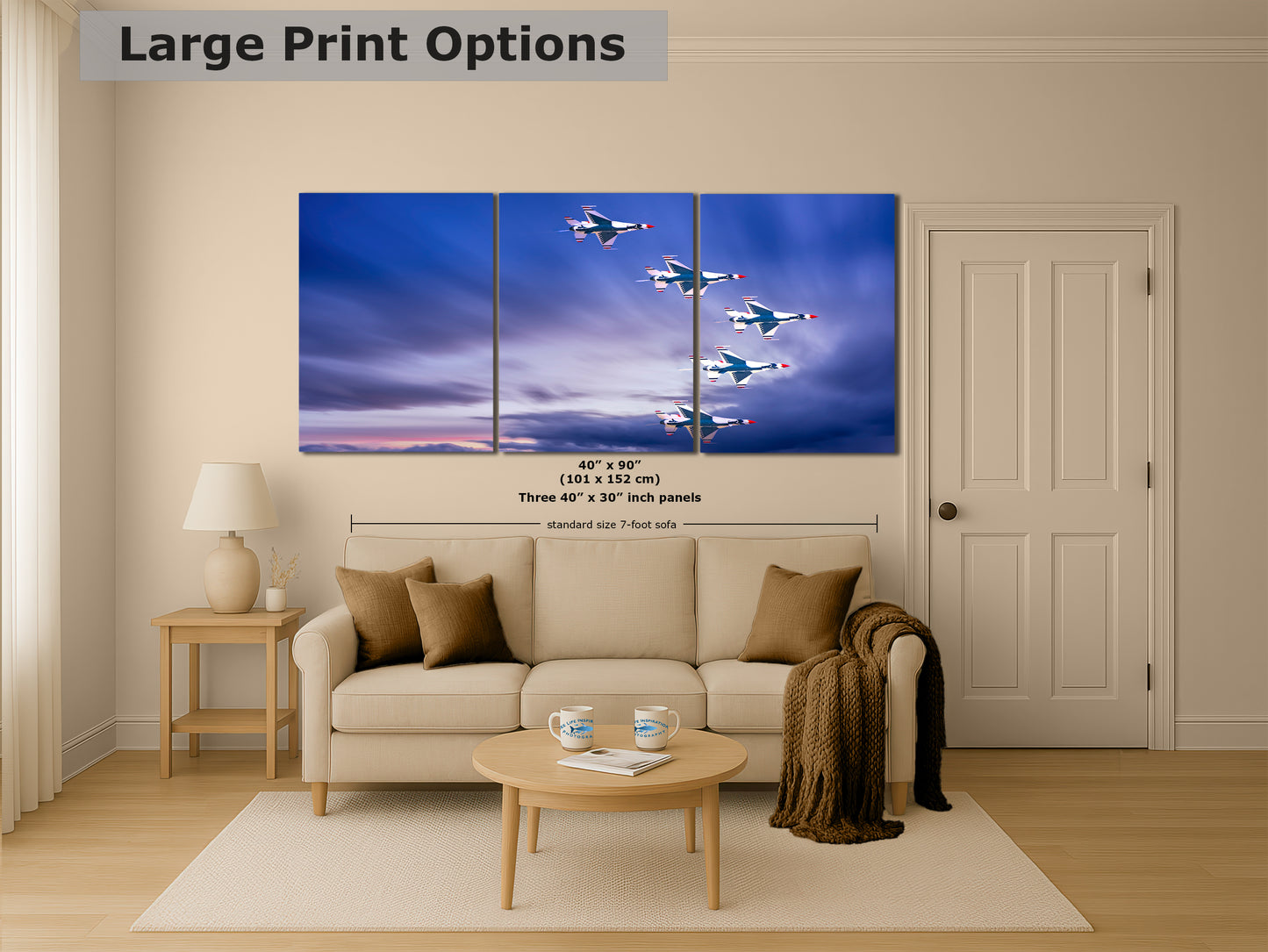 US Airforce Thunderbirds F-16 Fighting Falcon Aviation Artwork | Military Aircraft Wall Decor for Aviation Enthusiasts and Man Cave Decor