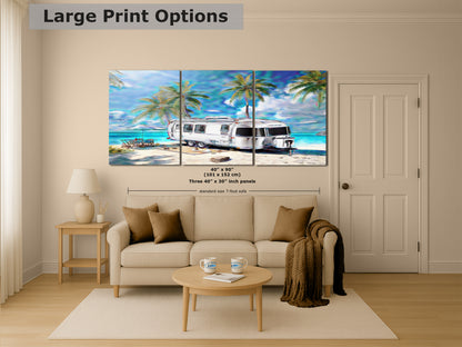 Airstream Travel Trailer Art at a Tropical Ocean Paradise Campsite