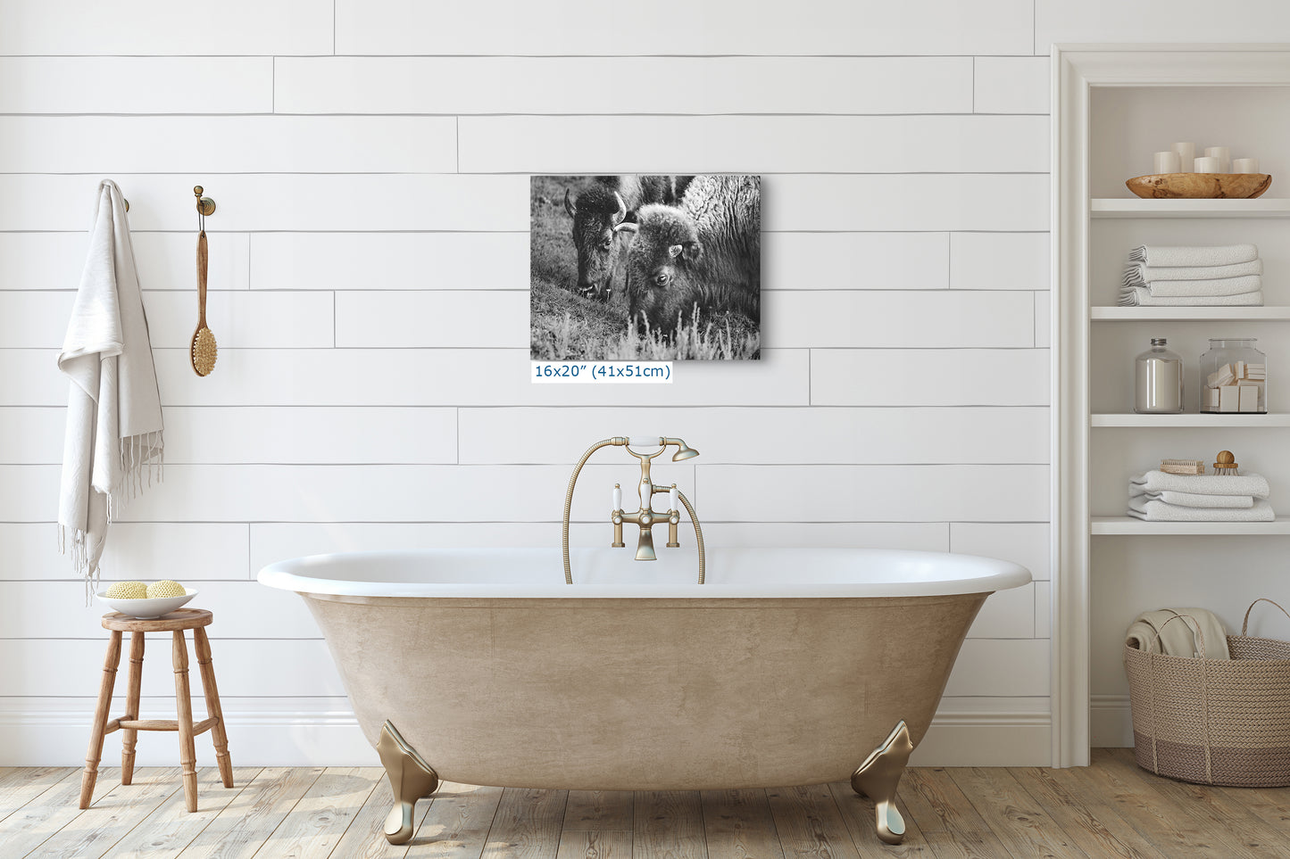 Grazing Buffalo Artwork Wildlife Photography, Black and White Bison Wall Decor, Rustic Cabin Animal Print, Nature Wall Art for Home or Office