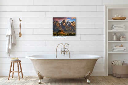 Mormon Row Grand Teton National Park Nature Photo, Moulton Barn Mountain Picture Relaxation Artwork for Meditation, Office, House Decor