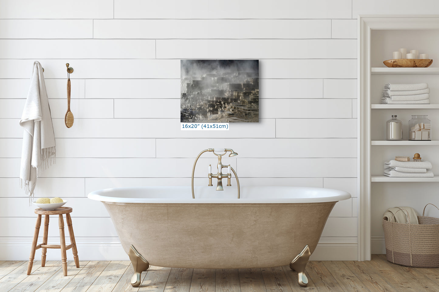 Mammoth Hot Springs Yellowstone National Park Nature Photo | Wyoming Mountain Picture Relaxation Artwork for Meditation or House Decor