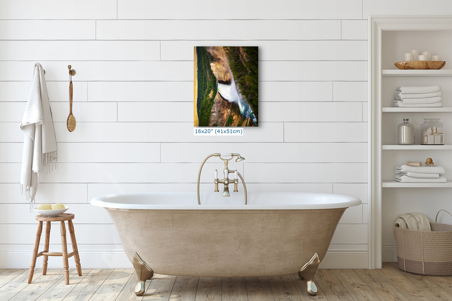 Yellowstone Falls National Park Waterfall Picture Nature Photo Relaxation Artwork Bohemian Style Wyoming Landscape, Meditation & House Decor