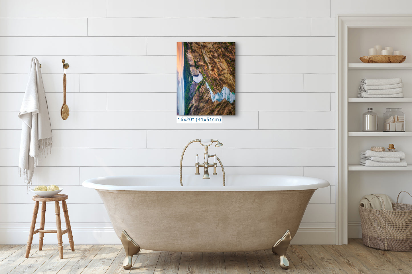 Yellowstone Falls National Park Canyon Waterfall Picture Nature Photo Relaxation Artwork Bohemian Style Wyoming Landscape, Meditation & House Decor