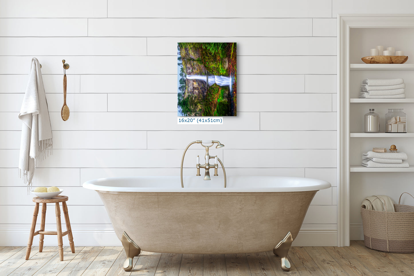 Multnomah Waterfall Picture Nature Photo Wall Art, Pacific Northwest Oregon Relaxation Artwork