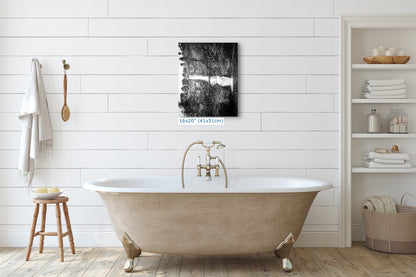 Multnomah Waterfall Picture Nature Photo, Black and White, Pacific Northwest Oregon Picture Relaxation Artwork, Columbia River Gorge for Meditation, House