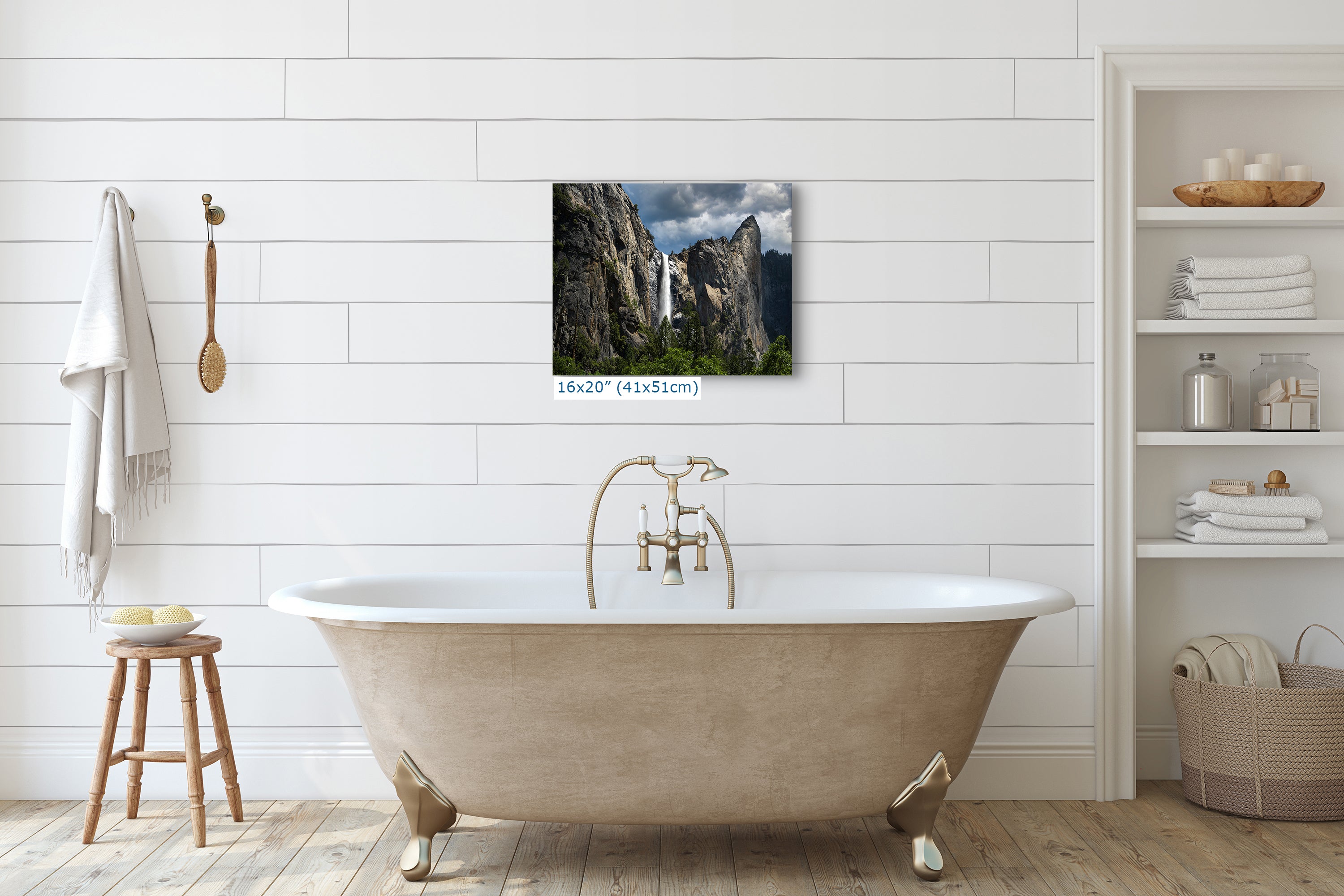 Bridalveil Falls Yosemite National Park Nature Photo Relaxation Artwork Waterfall Picture for Meditation, Dorm Room, Office, and House Decor