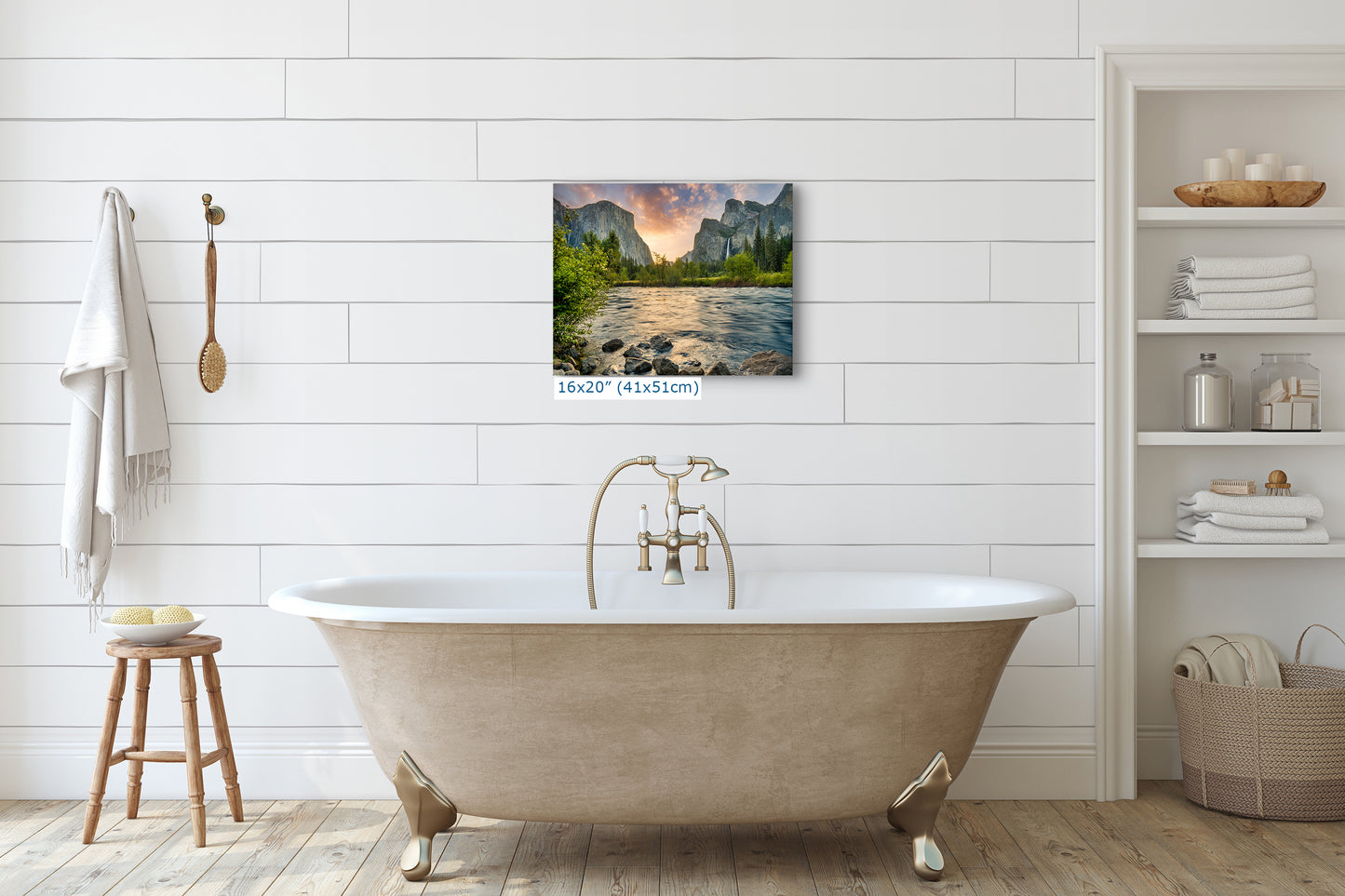 Yosemite National Park Mountain Picture Nature Photo Relaxation Artwork with El Capitan, Bridalveil Falls for Mediation & House Decor