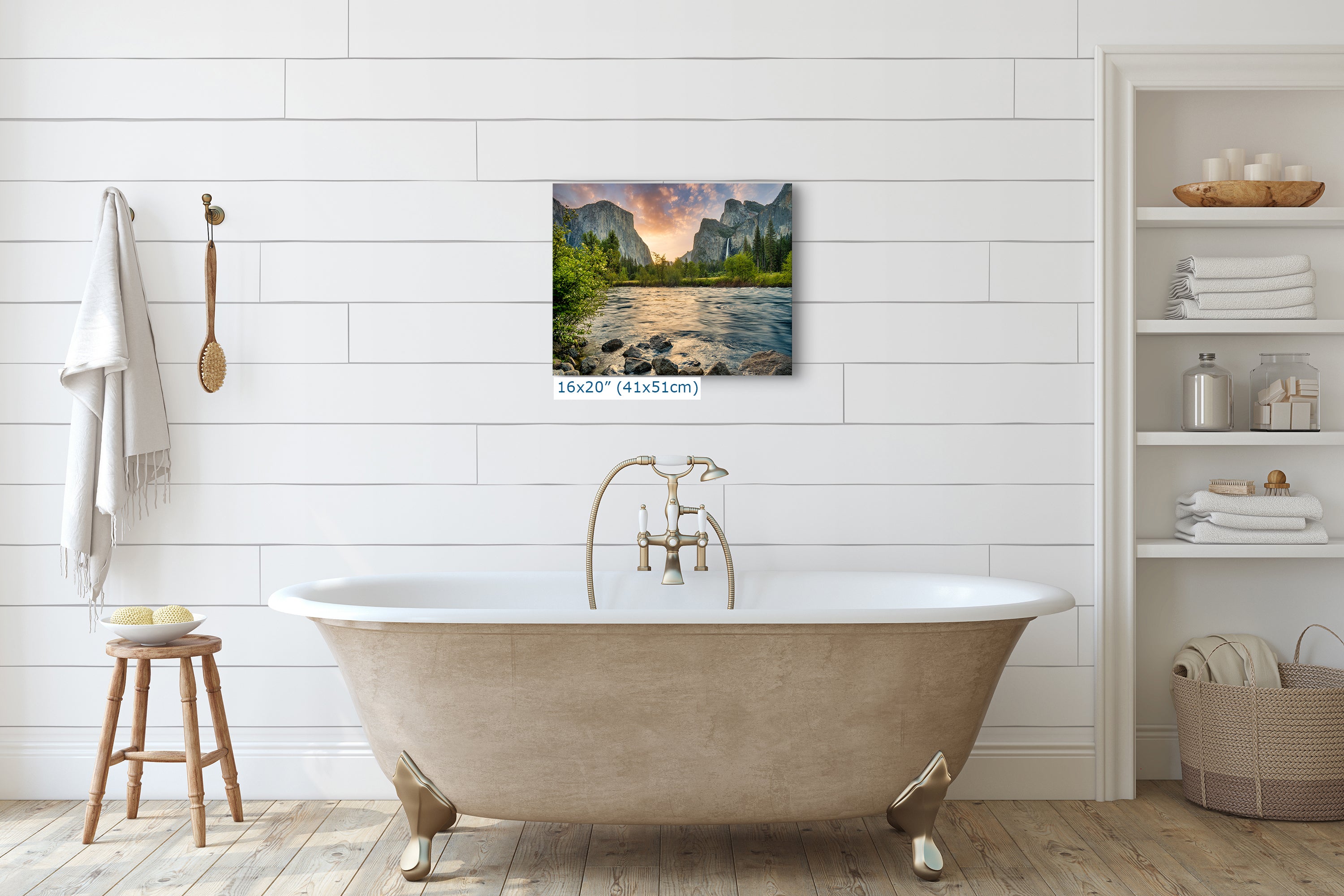 Yosemite National Park Mountain Picture Nature Photo Relaxation Artwork with El Capitan, Bridalveil Falls for Mediation & House Decor