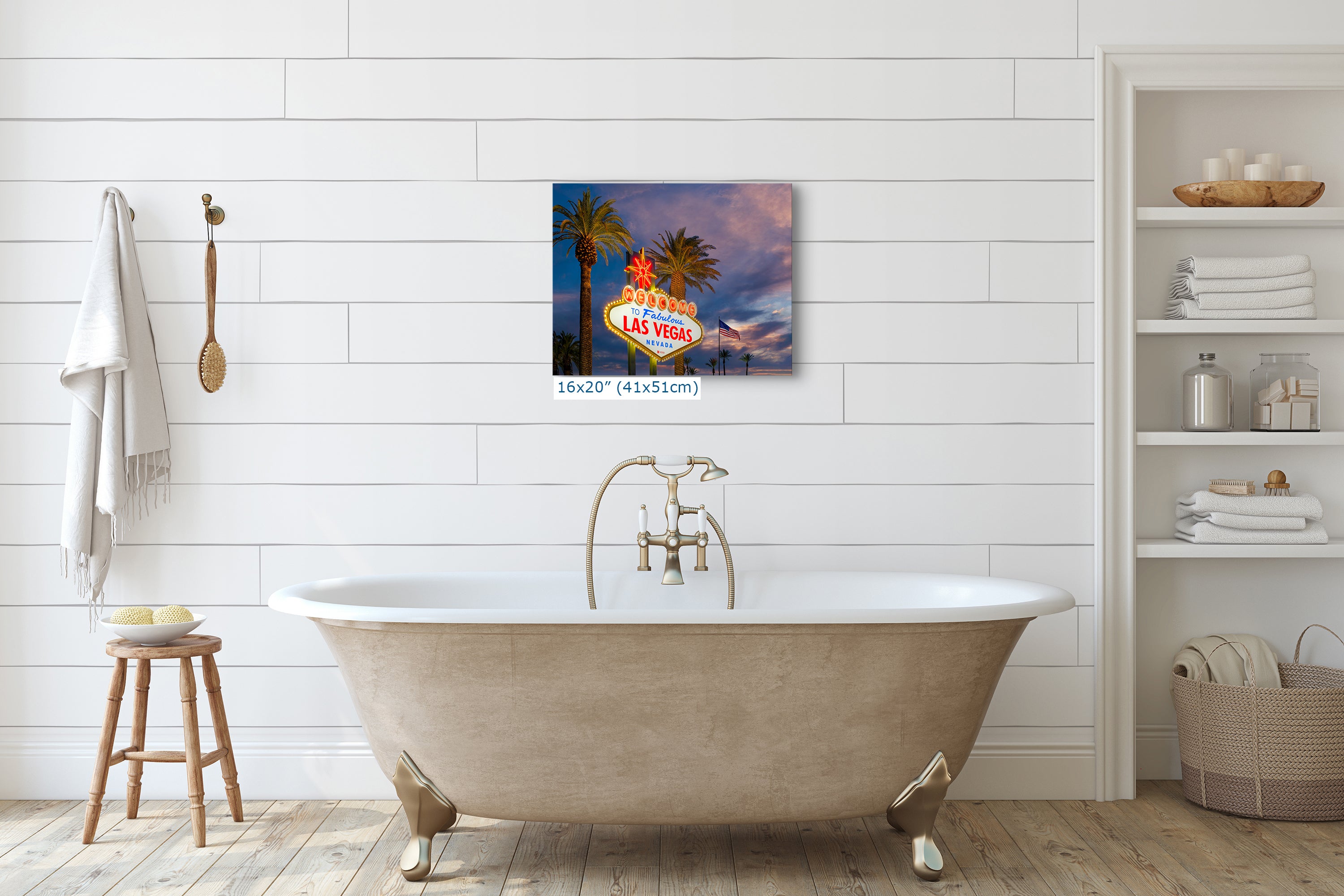 Welcome to Fabulous Las Vegas Nevada Sign Casino Decor, Souvenir Wall Art, Gambling Theme Giant Canvas Print, Neon Sign