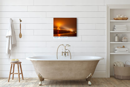 San Francisco Golden Gate Bridge Picture Foggy Night Wall Art | Fine Art Print for House Decor, Office, Dorm, Meditation, Relaxation Artwork