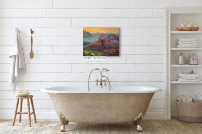 Cathedral Rock Aerial Sunrise, Sedona Arizona Desert Picture Nature Photo Relaxation Artwork for Meditation, Office, and House Decor