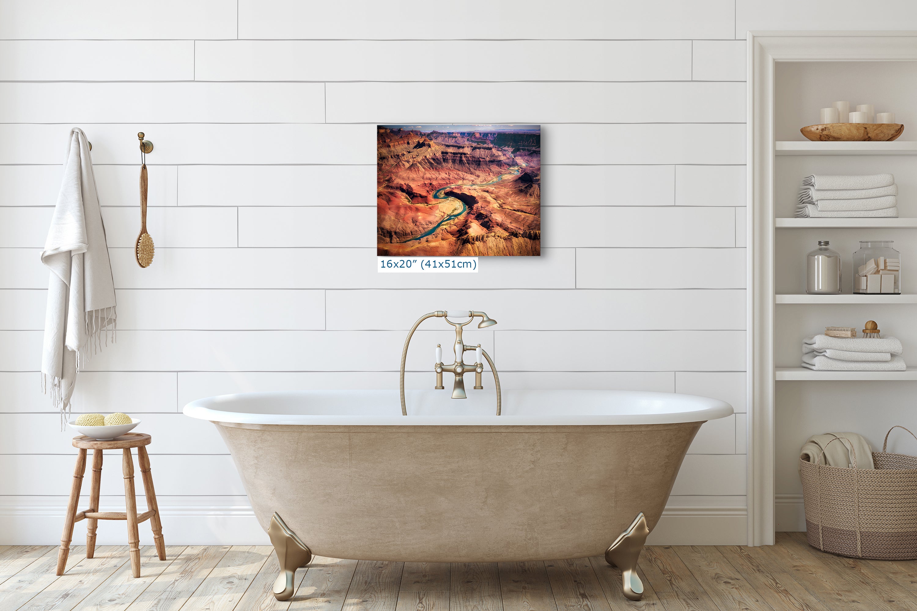 Grand Canyon National Park, Aerial Arizona Desert Picture Nature Photo, Bohemian Style Relaxation Artwork for Meditation, Apartment, Office & House Decor
