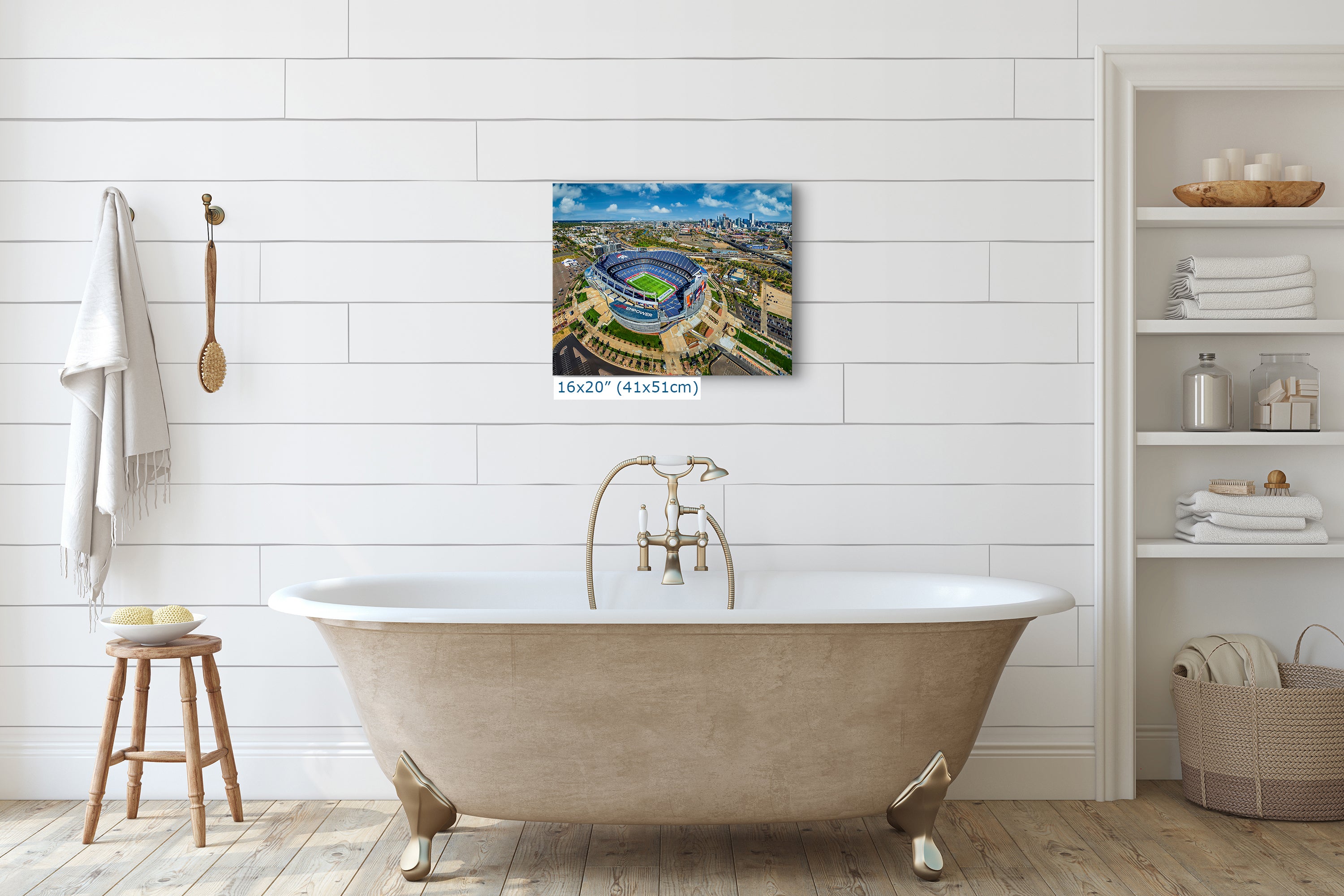 Denver Broncos Football, Mile High Stadium Denver Colorado Skyline Print Sports Decor, Man Cave Art