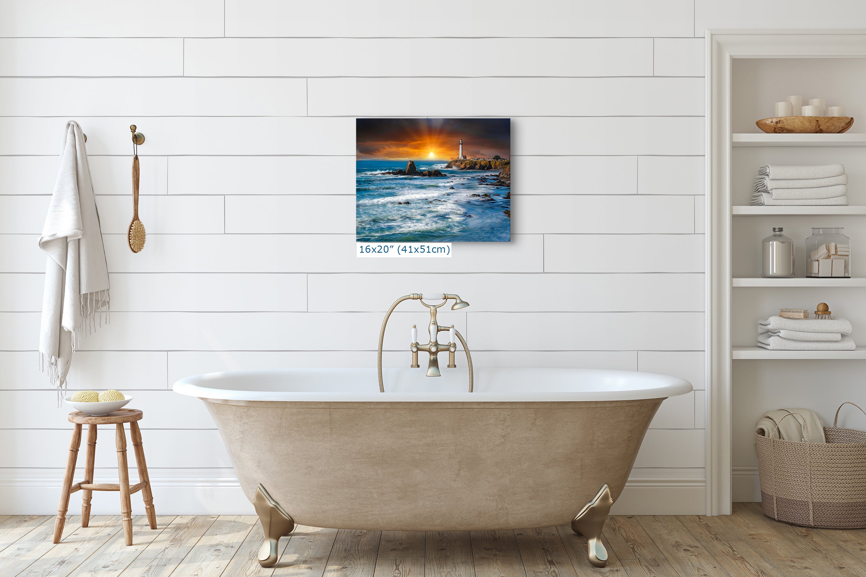 Pigeon Point Lighthouse Picture, California Coastline Ocean Picture, Relaxation Artwork Nature Photo for Meditation, Office, and House Decor