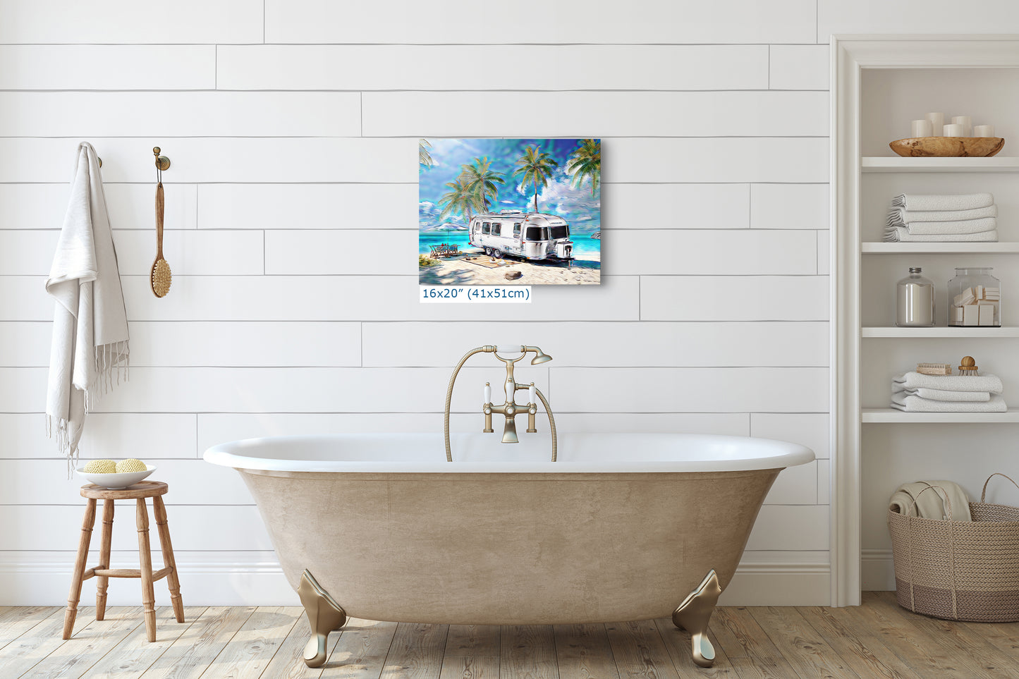 Airstream Travel Trailer Art at a Tropical Ocean Paradise Campsite