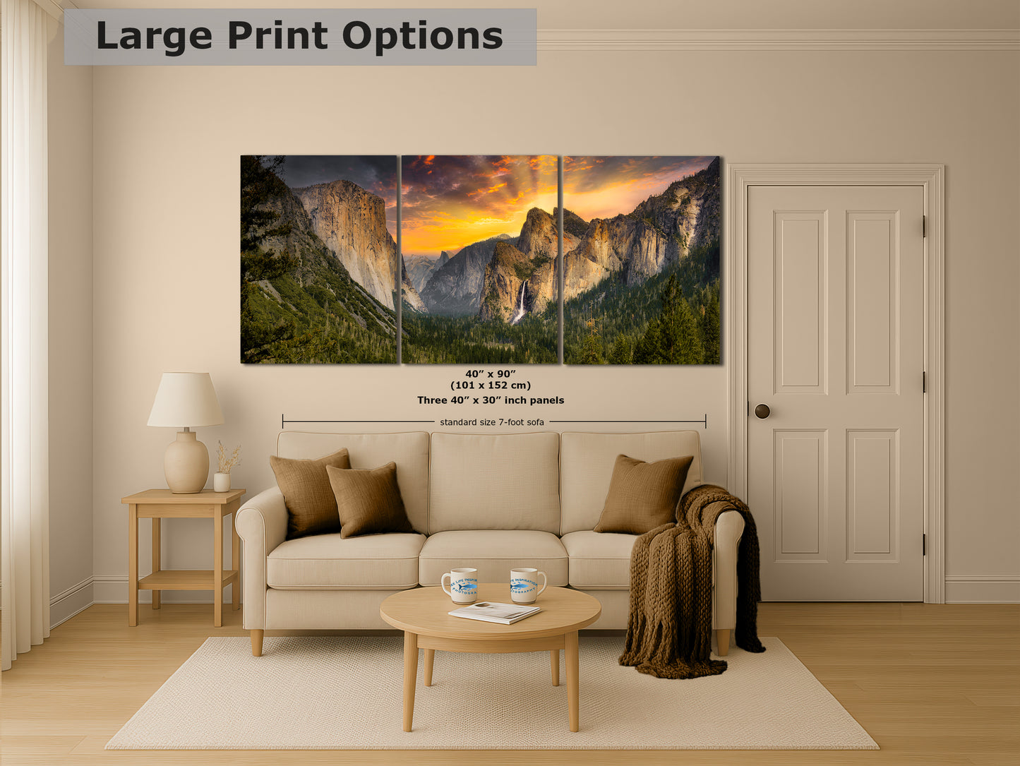 Tunnel View Yosemite National Park Mountain Picture Nature Photo Relaxation Artwork for Mediation, Office, & House Decor