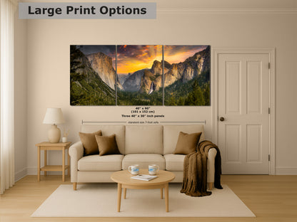 Tunnel View Yosemite National Park Mountain Picture Nature Photo Relaxation Artwork for Mediation, Office, & House Decor