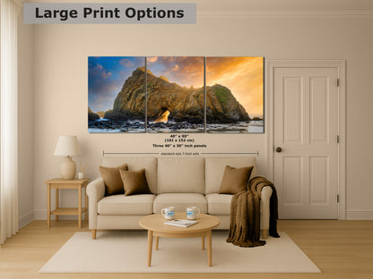 Pfeiffer Beach Big Sur California Coastline Ocean Picture Nature Photo of Keyhole Arch, Relaxation Artwork, Meditation, Office House Decor