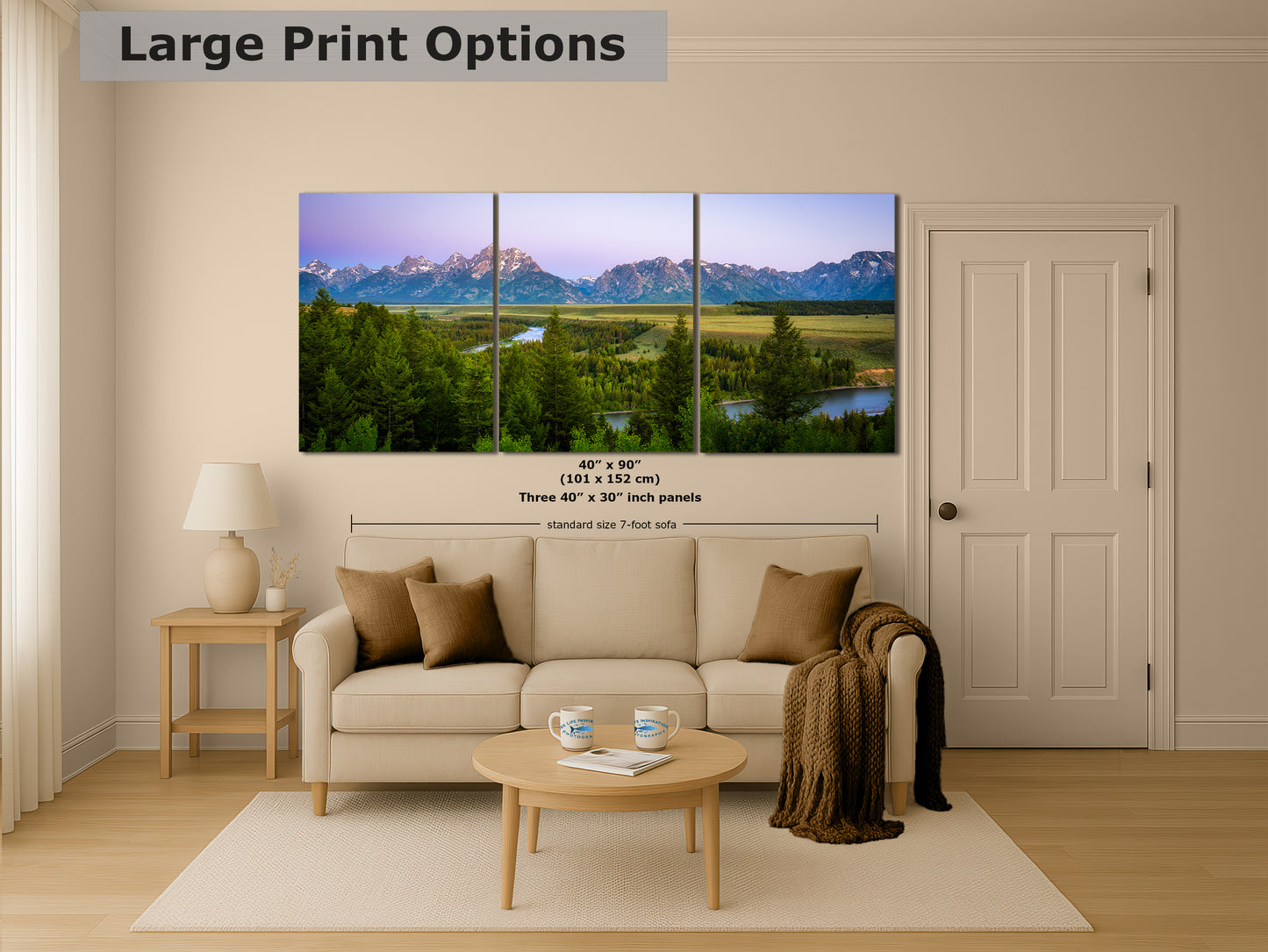 Grand Teton National Park Mountain Picture Panorama Nature Photo, Rustic Wall Art, Jackson Hole Scenery, Bohemian Decor