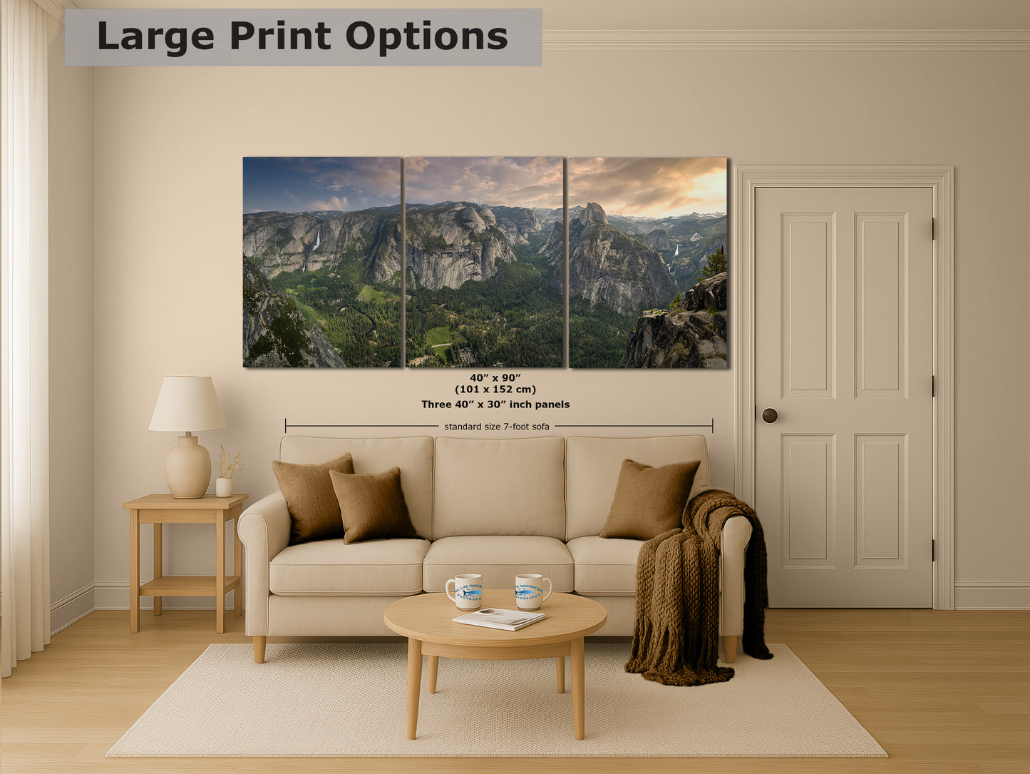 Glacier Point Yosemite National Park Nature Photo Relaxation Artwork, Sierra Nevada Scenic Picture for Meditation, Office, and House Decor