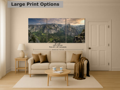 Glacier Point Yosemite National Park Nature Photo Relaxation Artwork, Sierra Nevada Scenic Picture for Meditation, Office, and House Decor