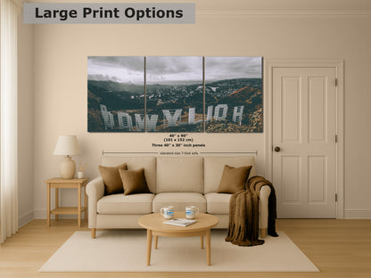 Hollywood Sign Los Angeles Skyline Retro Southern California Cityscape Urban Decor for Home or Office