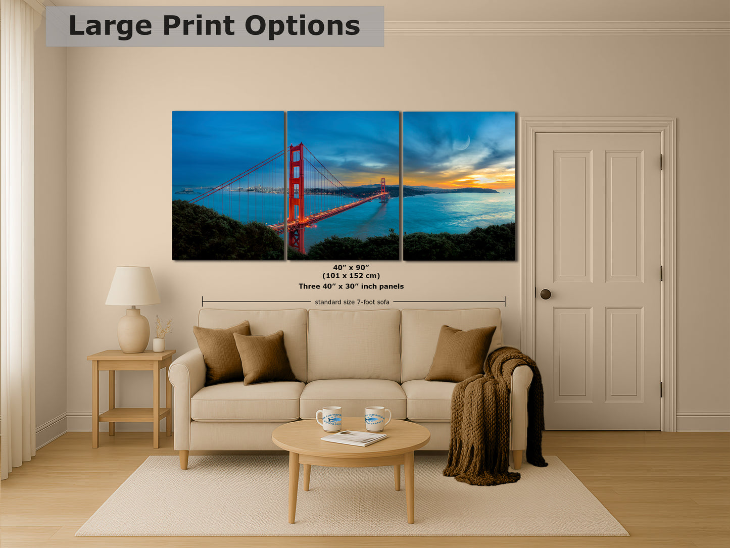 San Francisco Golden Gate Bridge Picture California Coastline | Panoramic Photo or Home Decor, Office, Dorm Room, Gift for Him, Housewarming
