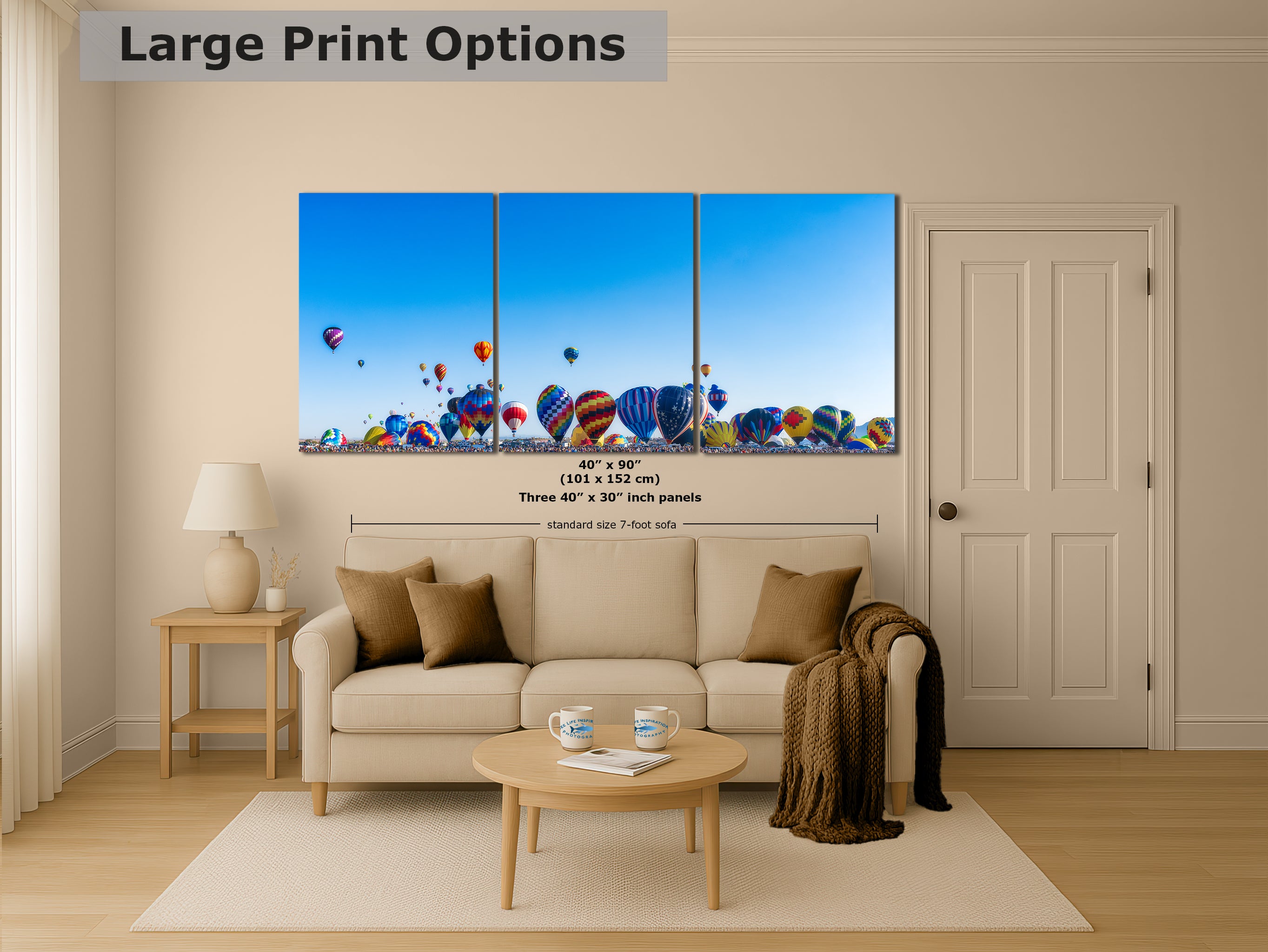 Hot Air Balloon Festival Mass Ascension Panorama Photo, Albuquerque New Mexico Balloon Fiesta Wall Art, Office, Cubicle & House Decor