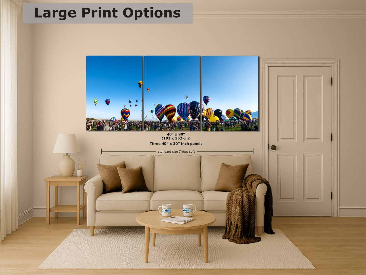 Hot Air Balloon Festival Mass Ascension Panorama Photo | Albuquerque New Mexico Balloon Fiesta Wall Art | Office, Cubicle & House Decor