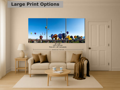 Hot Air Balloon Festival Mass Ascension Panorama Photo | Albuquerque New Mexico Balloon Fiesta Wall Art | Office, Cubicle & House Decor