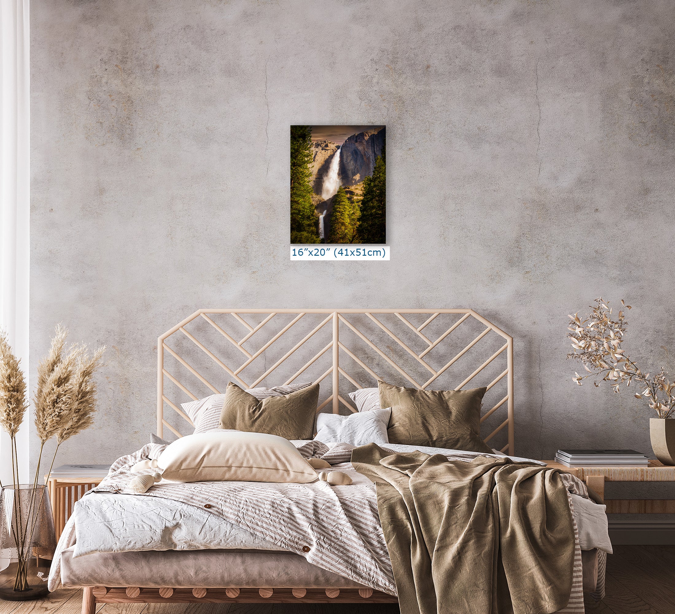 Yosemite National Park Waterfall Picture Nature Photo Bohemian Relaxation Artwork for Meditation