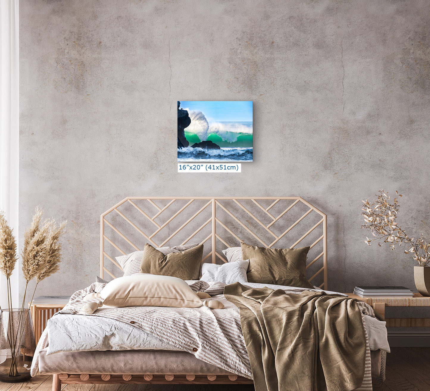 Beach Wave Ocean Picture, California Coastline Nature Photo Wall Decor, Morro Rock Artwork