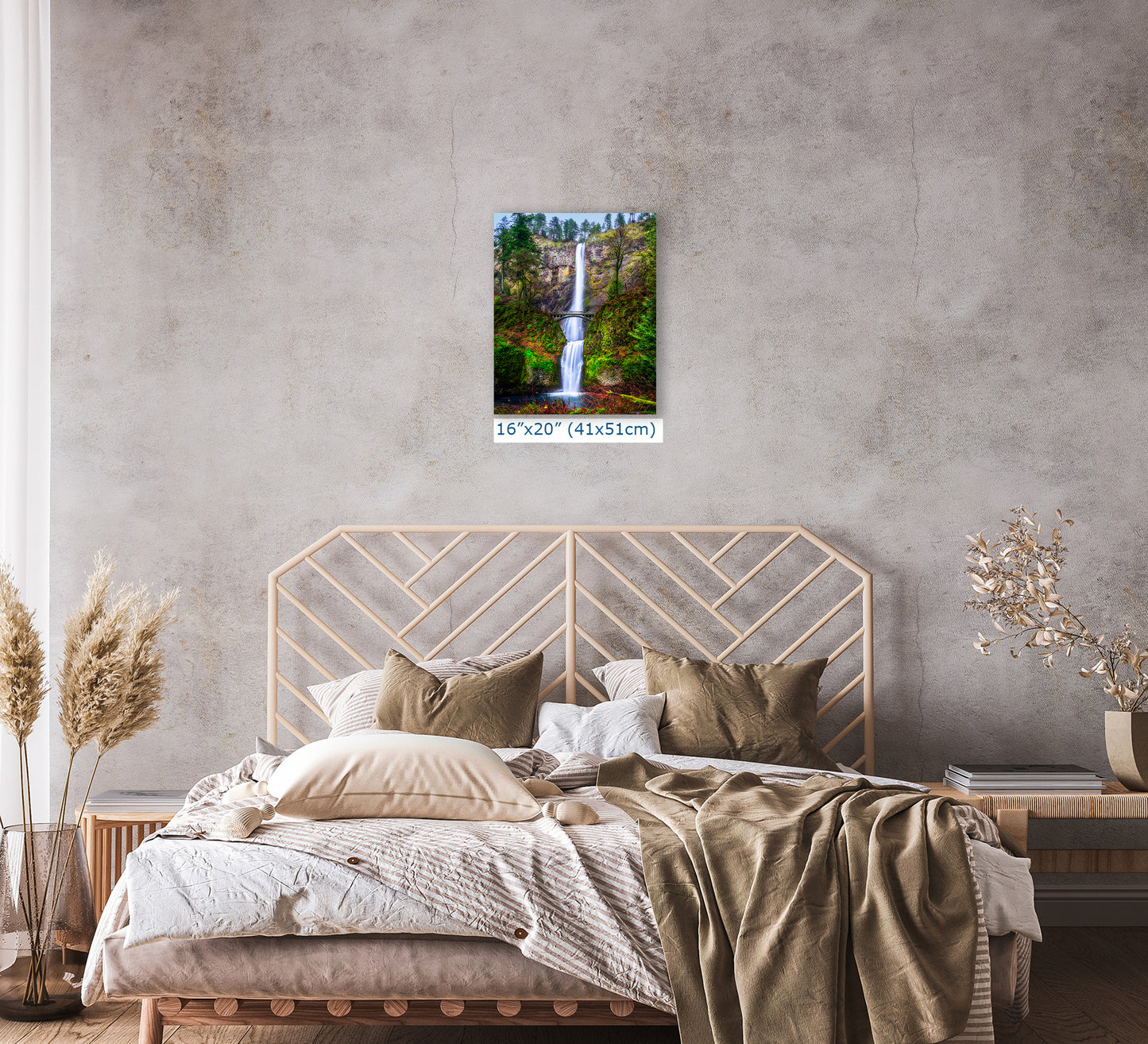 Multnomah Waterfall Picture Nature Photo Wall Art, Pacific Northwest Oregon Relaxation Artwork