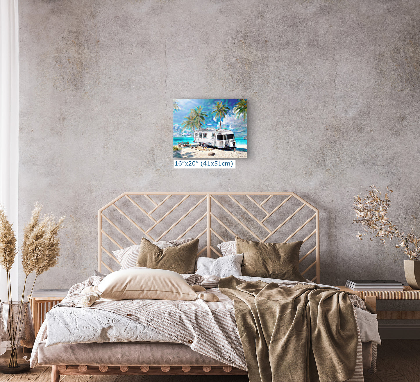 Airstream Travel Trailer Art at a Tropical Ocean Paradise Campsite