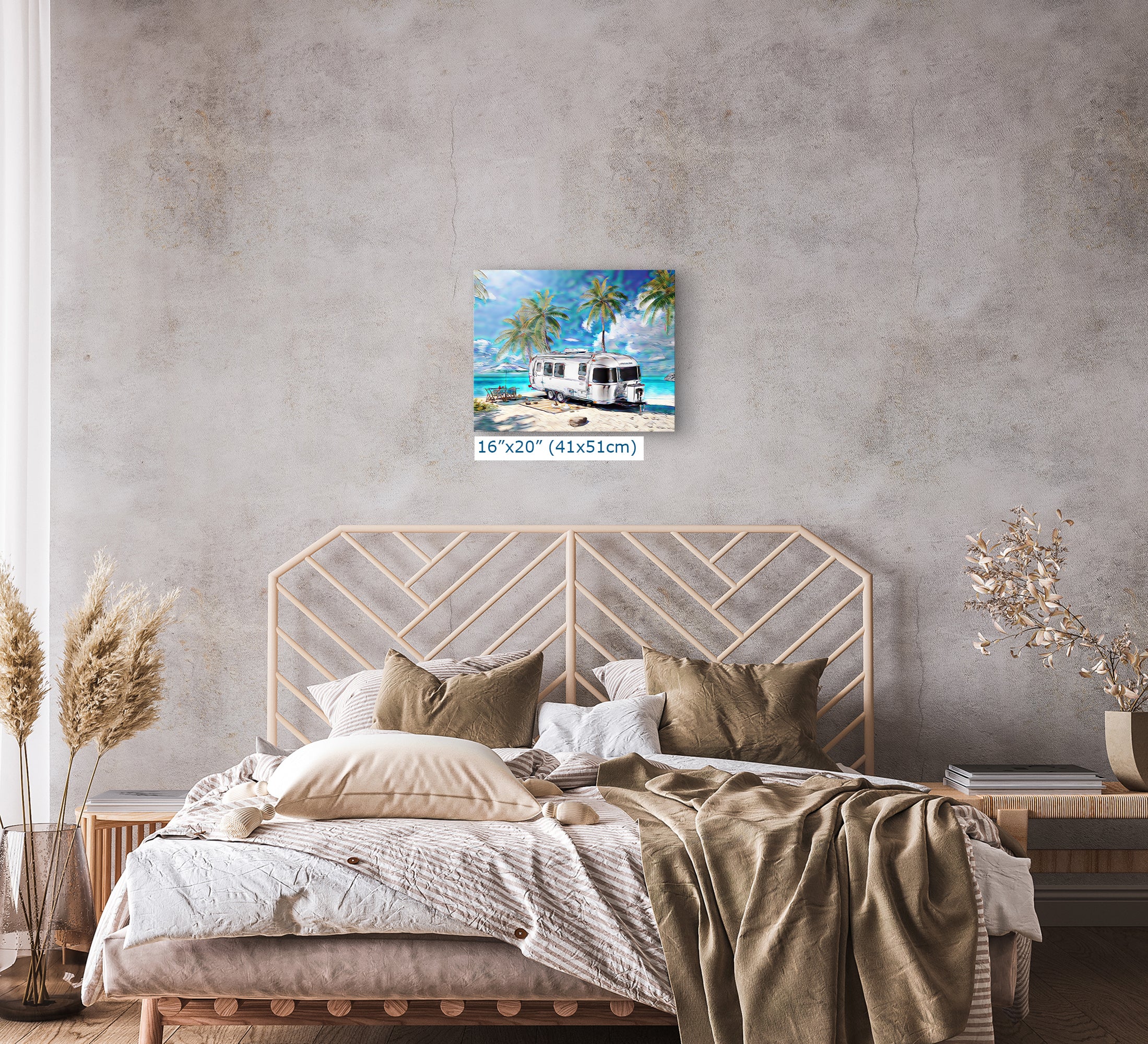 Airstream Travel Trailer Art at a Tropical Ocean Paradise Campsite