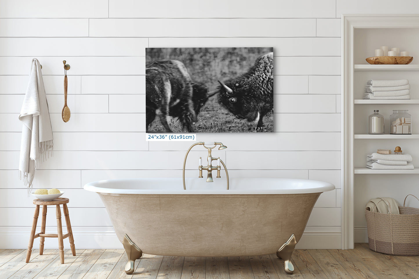 Buffalo Artwork Wildlife Photography, Black and White Bison Wall Decor, Rustic Cabin Animal Print, Nature Wall Art for Home or Office