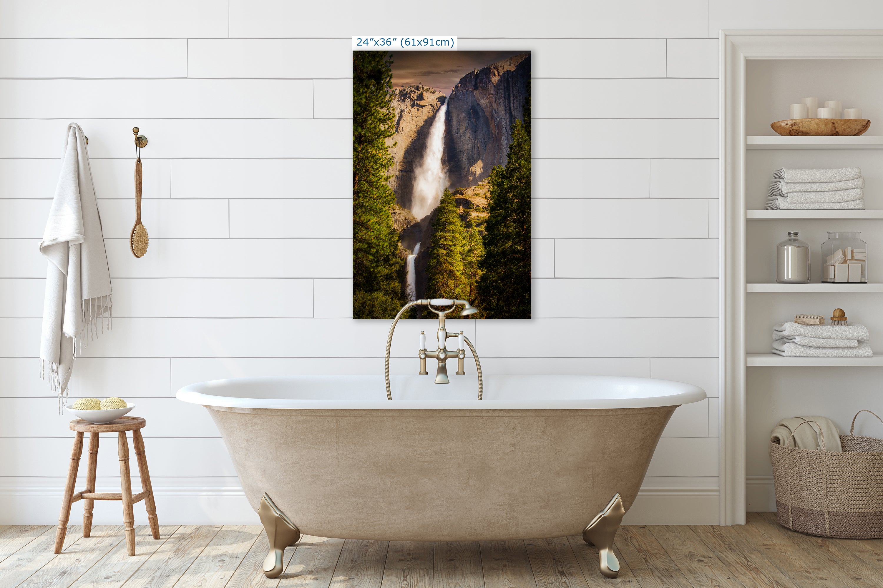 Yosemite National Park Waterfall Picture Nature Photo Bohemian Relaxation Artwork for Meditation