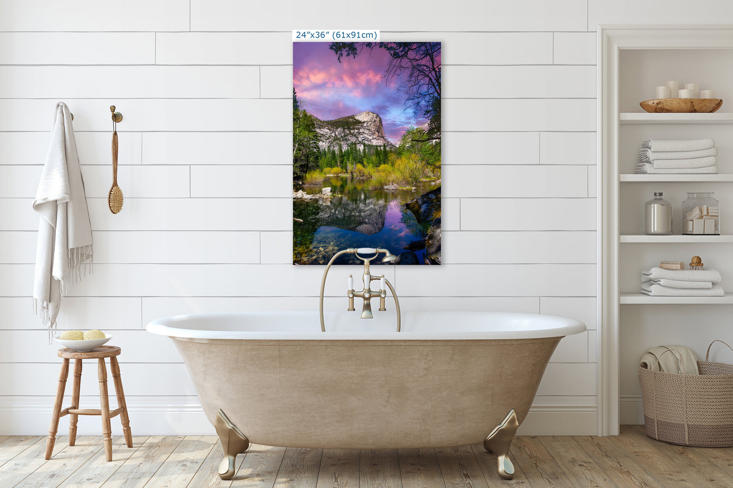 Mirror Lake Yosemite National Park Mountain Picture Nature Photo Relaxation Artwork of Mt. Watkins for Meditation, Office, and House Decor